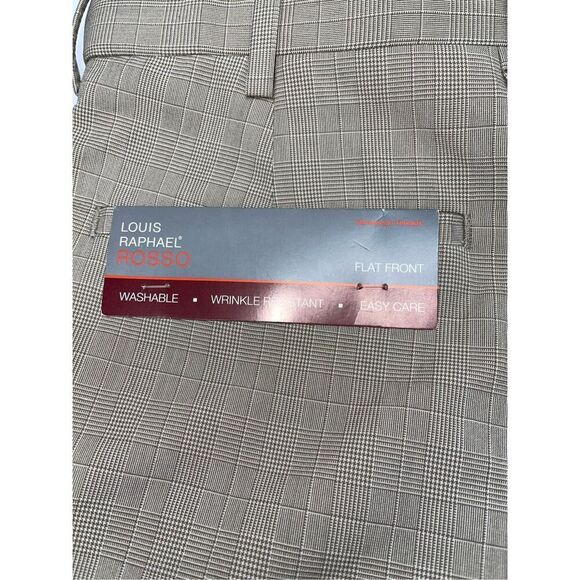 Louis Raphael Rosso Flat Front Straight Fit Men's Dress Pants 32X30 Tan Houndsto - Picture 2 of 7